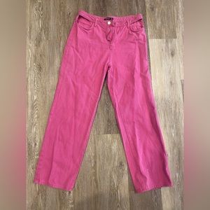 Nasty Gal pink denim jeans with cutouts